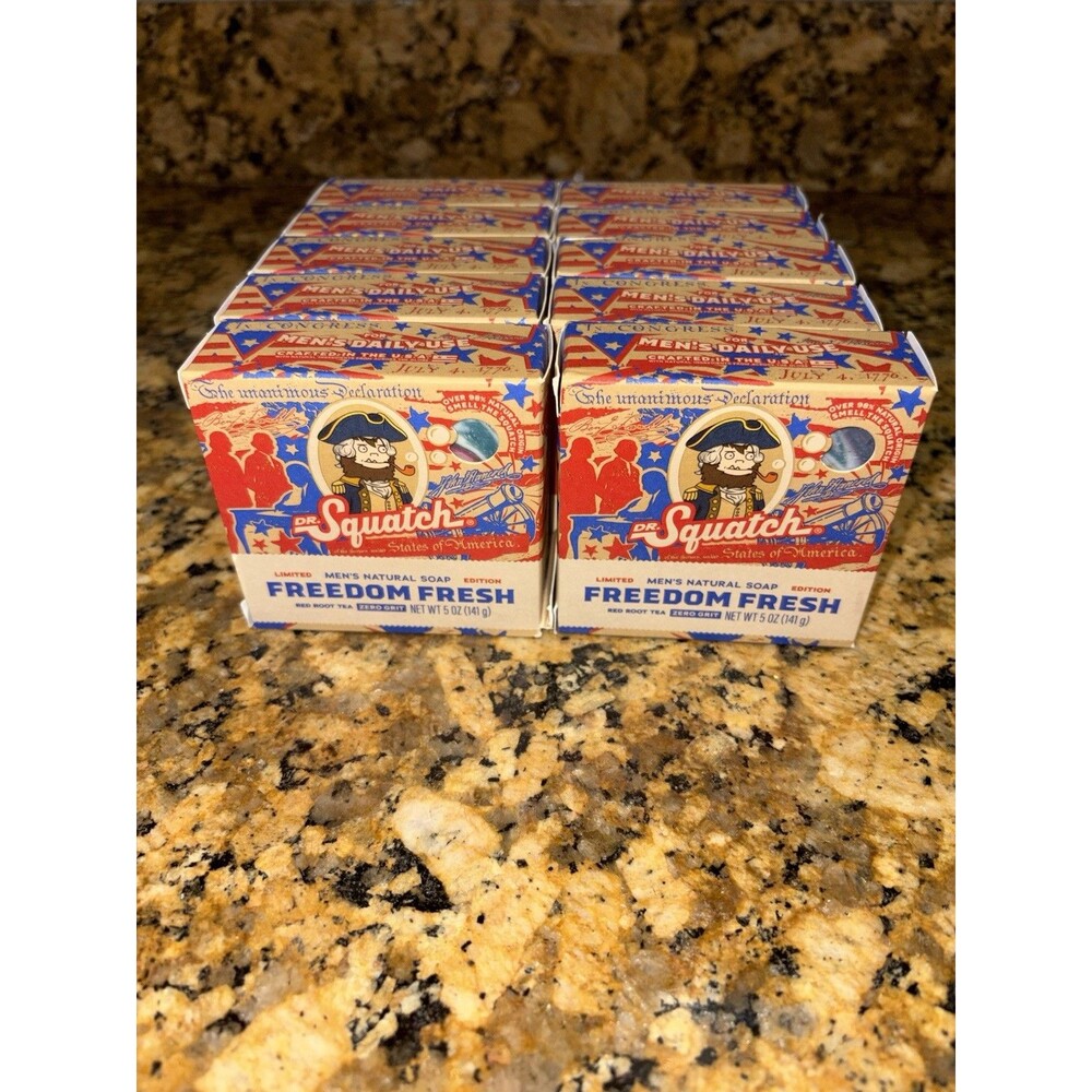 Lot Of 10 New Limited Edition Dr. Squatch Freedom Fresh Bar Soap